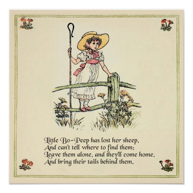 Little Bo-Peep: Classic Kate Greenaway Nursery Poster (Front)