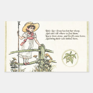 Little Bo-Peep: Classic Kate Greenaway Nursery Rectangular Sticker