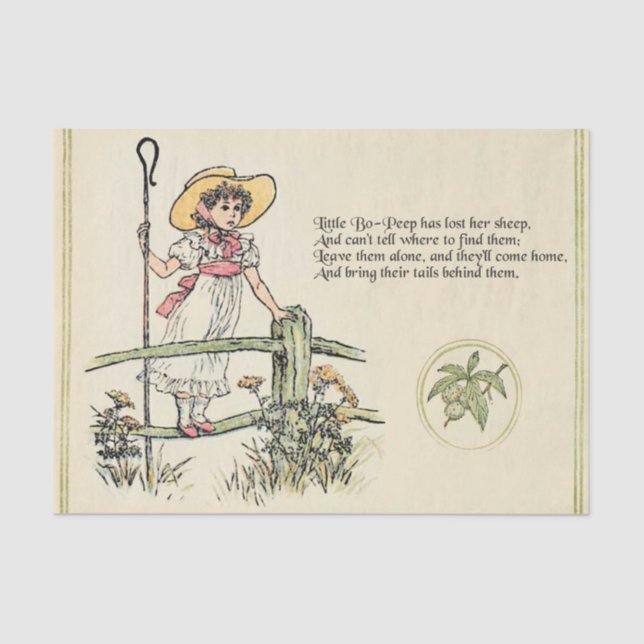 Little Bo-Peep: Classic Kate Greenaway Nursery Tissue Paper (Front)