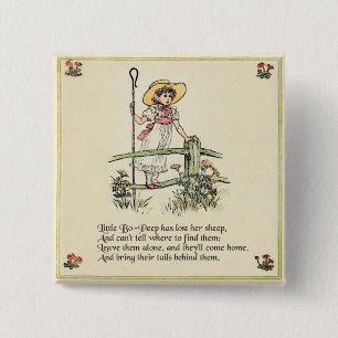 Little Bo Peep Nursery Rhyme 15 Cm Square Badge
