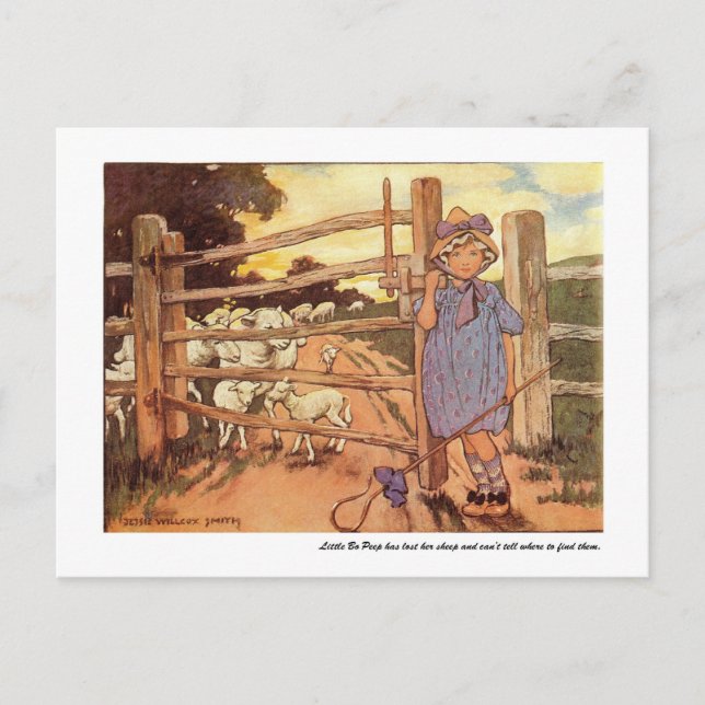 Little Bo-Peep Nursery Rhyme Postcard (Front)