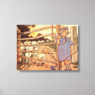 Little Bo-Peep Nursery Rhyme Stretched Canvas Print