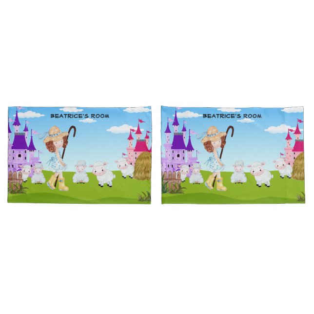 Little Bo Peep Sheep Monogram  Pillowcase (Back-Set)