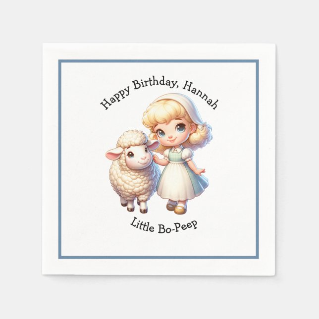 Little Bo-Peep & Sheep Nursery Rhyme  Napkin (Front)