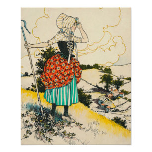 Little Bo Peep - Vintage Shepherdess Illustration  Poster