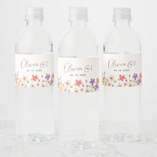 Little Boho Wildflower First Birthday Water Bottle Label