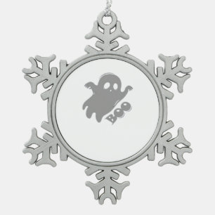 Little Boo Aesthetic Simple Snowflake Pewter Christmas Ornament