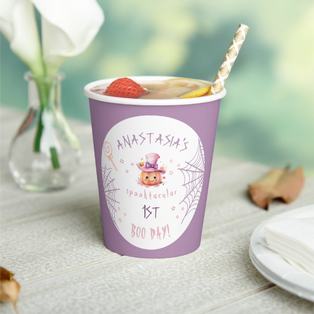 Little boo Almost Due Halloween Baby Girl Birthday Paper Cups (Insitu)