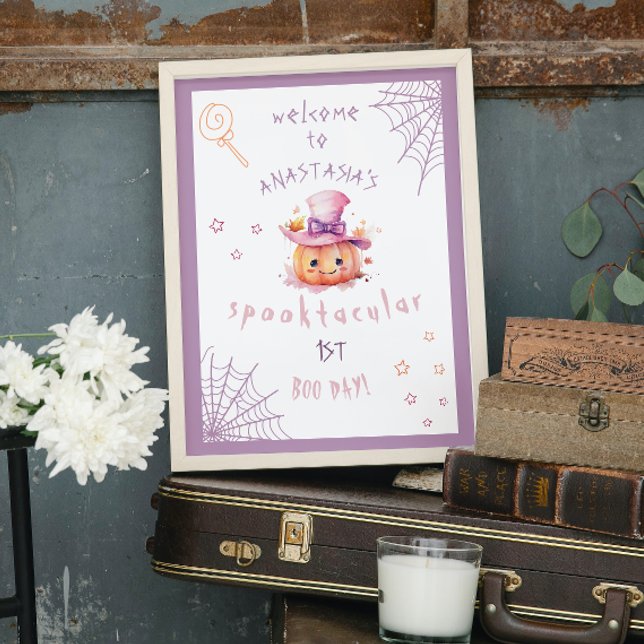 Little boo Almost Due Halloween Baby Girl Birthday Poster (Creator Uploaded)