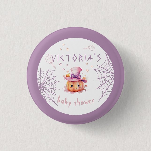Little boo Almost Due Halloween Baby Girl Shower 3 Cm Round Badge (Front)