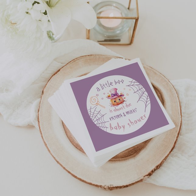 Little boo Almost Due Halloween Baby Girl Shower Napkin (Creator Uploaded)