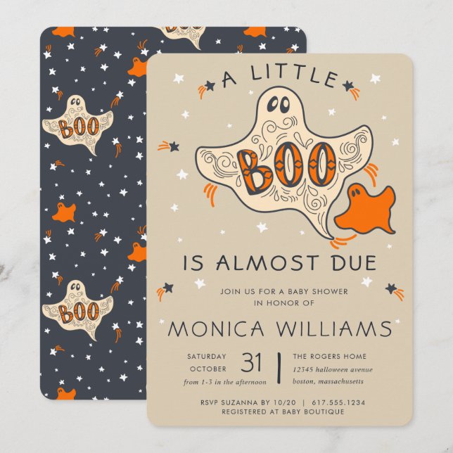 Little Boo Almost Due | Halloween Baby Shower Invitation (Front/Back)