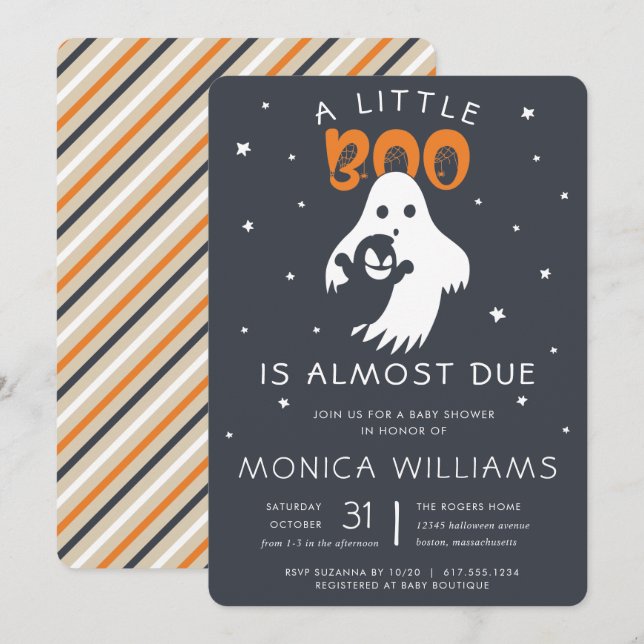 Little Boo Almost Due | Halloween Baby Shower Invitation (Front/Back)