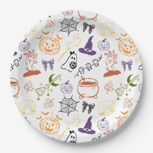 Little Boo Almost Due Spooky Baby Shower Pattern Paper Plate