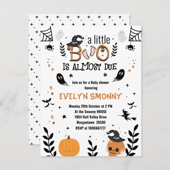 little boo baby pregnancy invitations (Front/Back)