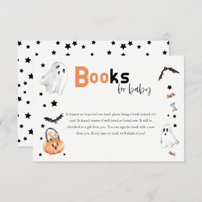 Little boo Baby Shower Books Request card (Front/Back)