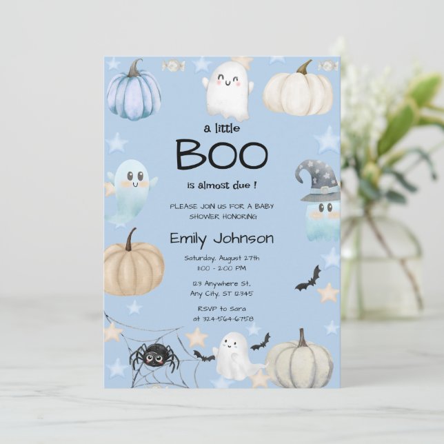 Little Boo Baby Shower | Cute Halloween Invitation (Standing Front)