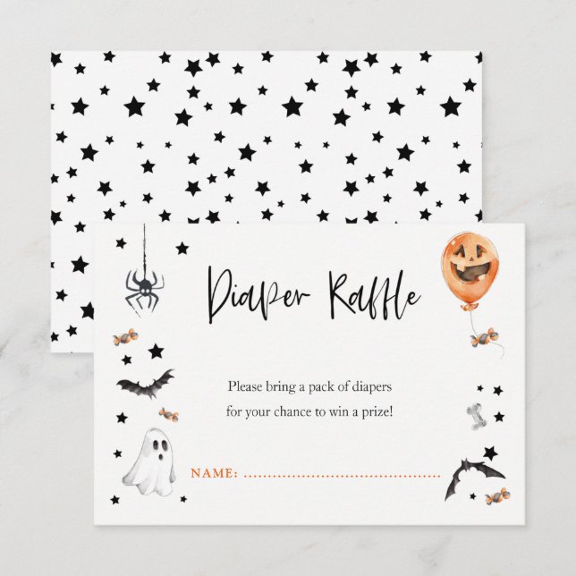 Little boo Baby shower Diaper raffle card (Front/Back)