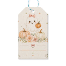 Little Boo Baby Shower Gift Tag | Pumpkin Ghost