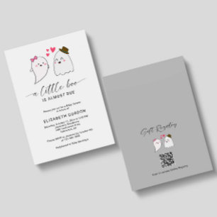 Little Boo Baby Shower Halloween Ghost QR Code Invitation
