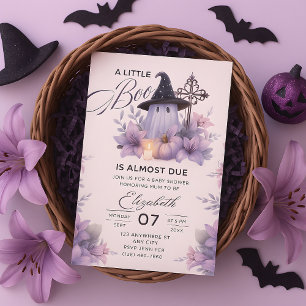 little boo baby shower invitation Halloween Purple