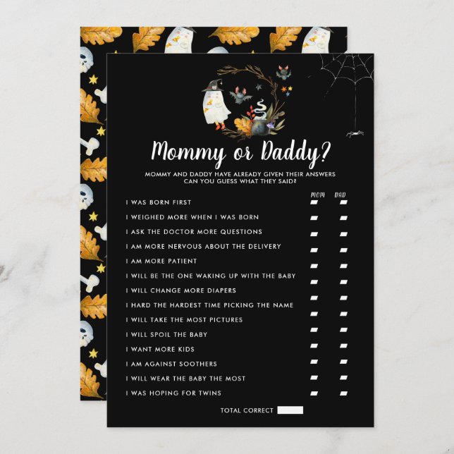 Little Boo Baby Shower | Mummy or Daddy Game Invitation (Front/Back)