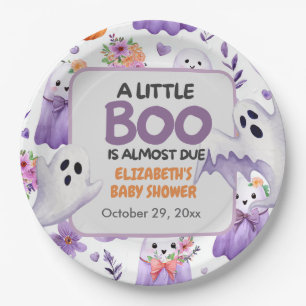 Little Boo baby shower Pumpkin Halloween Paper Plate