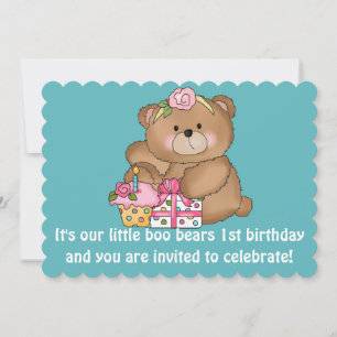 Little Boo Bear's 1st Birthday Party Invitation 3