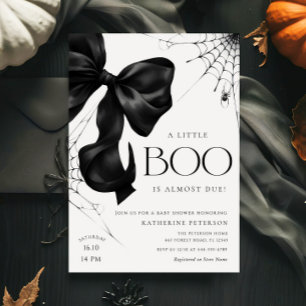 Little Boo Black Bow Baby Shower Invitation