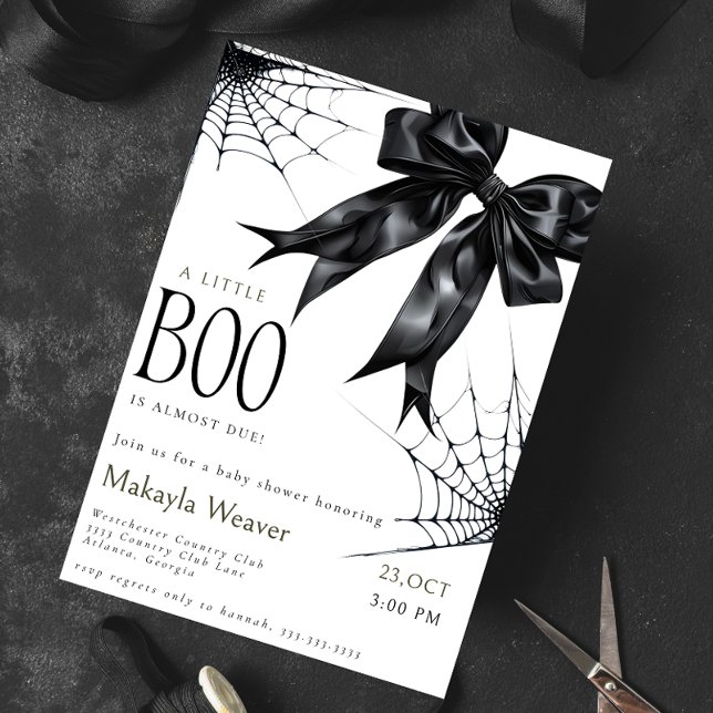 Little Boo Black Bow Baby Shower Invitation (Creator Uploaded)