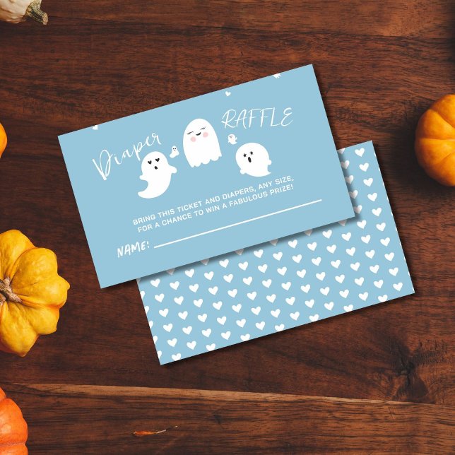 Little Boo Blue Halloween Baby Diaper Raffle Enclosure Card (Creator Uploaded)