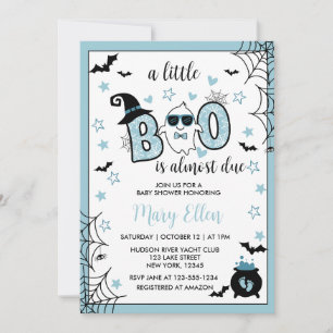 LITTLE BOO BLUE HALLOWEEN BABY SHOWER  INVITATION
