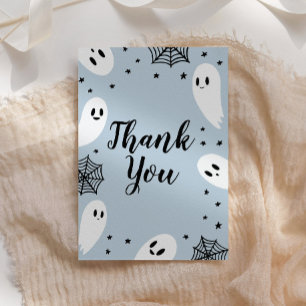 Little Boo Blue Halloween Baby Shower Thank You Card
