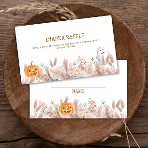Little Boo Boho Ghost Diaper Raffle Baby Shower Enclosure Card