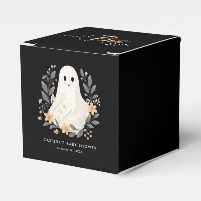 Little Boo Boho Ghost Halloween Baby Shower Favour Box (Front Side)
