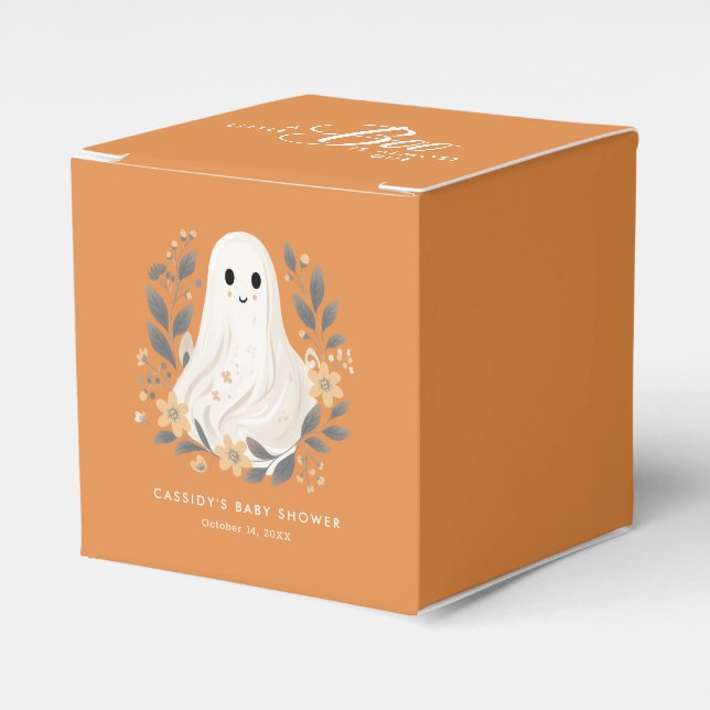 Little Boo Boho Ghost Halloween Baby Shower Favour Box (Front Side)