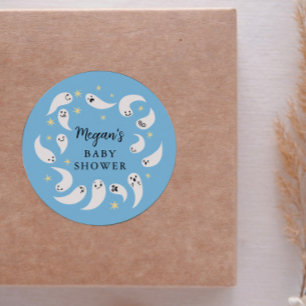Little Boo Boy Baby Shower Favour Classic Round Sticker