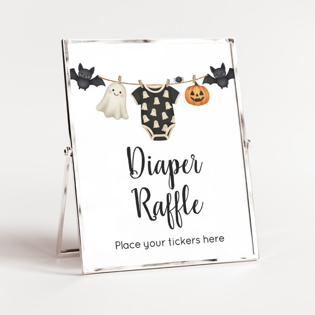 Little Boo Clothesline Baby Diaper Raffle Sign (Halloween Little Boo Clothesline Baby Shower Sign)