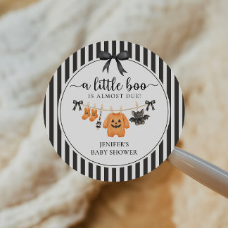 Little Boo Clothesline Baby Shower Classic Round Sticker
