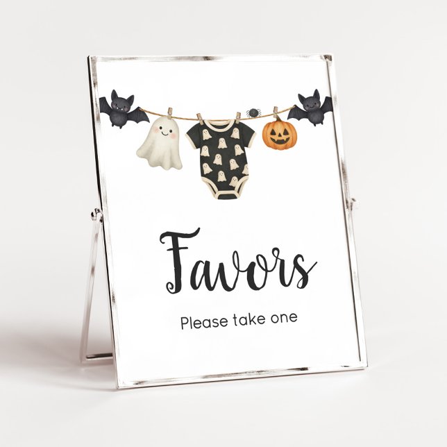 Little Boo Clothesline Baby Shower Favours Sign (Halloween Little Boo Clothesline Baby Shower Sign)