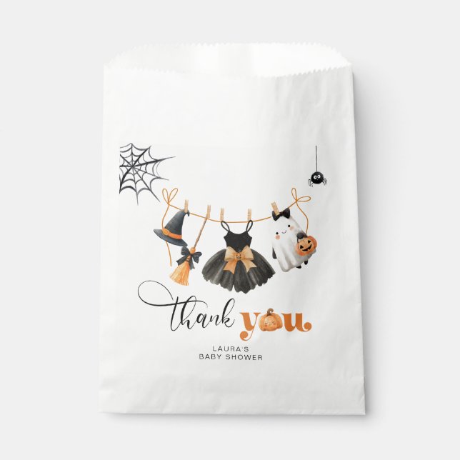 Little Boo Clothesline baby shower thank you card Favour Bags (Front)
