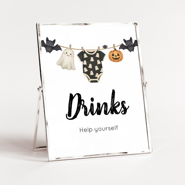 Little Boo Clothesline Drinks Sign (A Little Boo Halloween Baby Shower Drinks Sign)