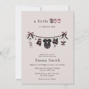 Little Boo Clothesline Girl Baby Shower Invitation