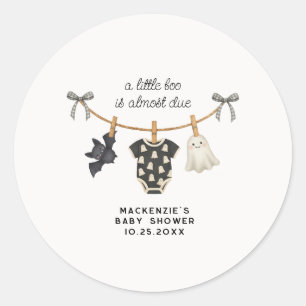 Little Boo Clothesline Halloween Baby Shower Classic Round Sticker
