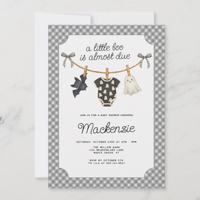 Little Boo Clothesline Halloween Baby Shower Invitation (Front)