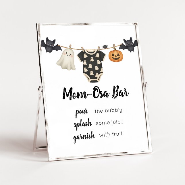 Little Boo Clothesline Mum Osa Bar Sign (A Little Boo Halloween Baby Shower Mom Osa Bar Sign)