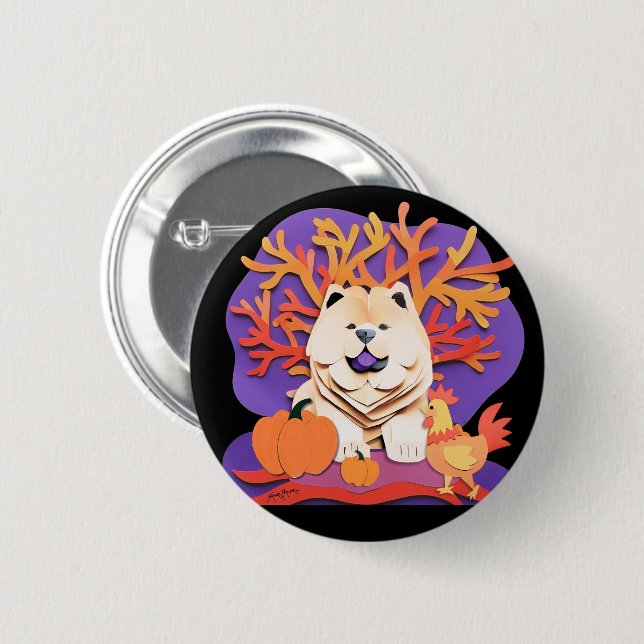 LITTLE BOO Cream Chow choose size   6 Cm Round Badge (Front & Back)