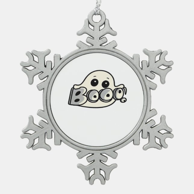 Little Boo Creative Casual Snowflake Pewter Christmas Ornament (Front)