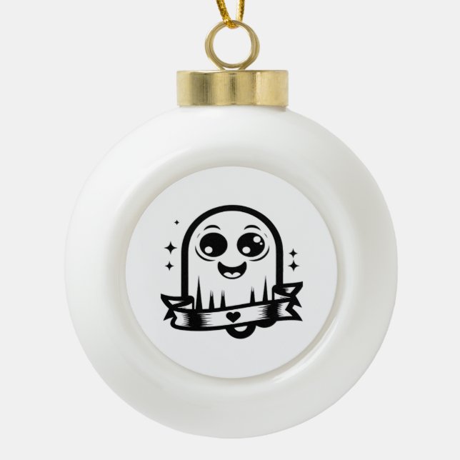 Little Boo Creative Style Ceramic Ball Christmas Ornament (Front)