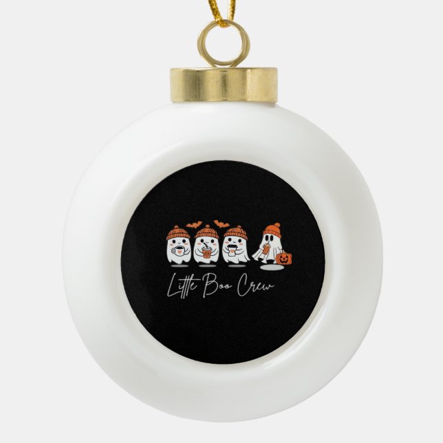 Little Boo Crew Minimal Clean Ceramic Ball Christmas Ornament (Front)